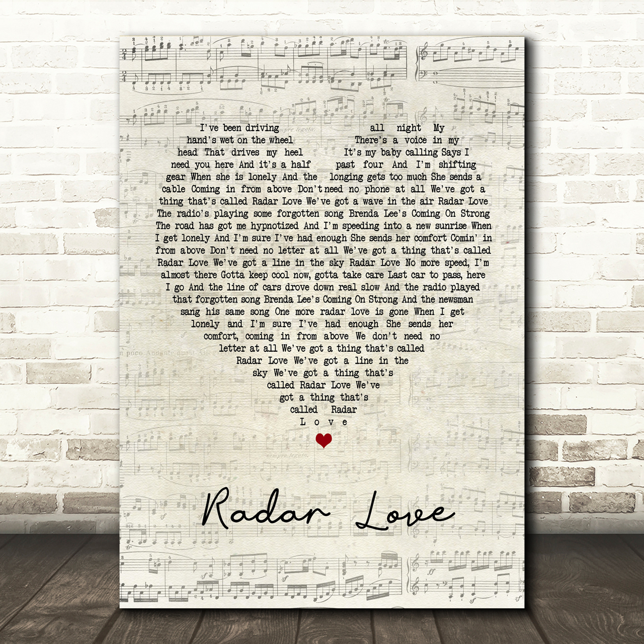 Golden Earring Radar Love Script Heart Song Lyric Music Print