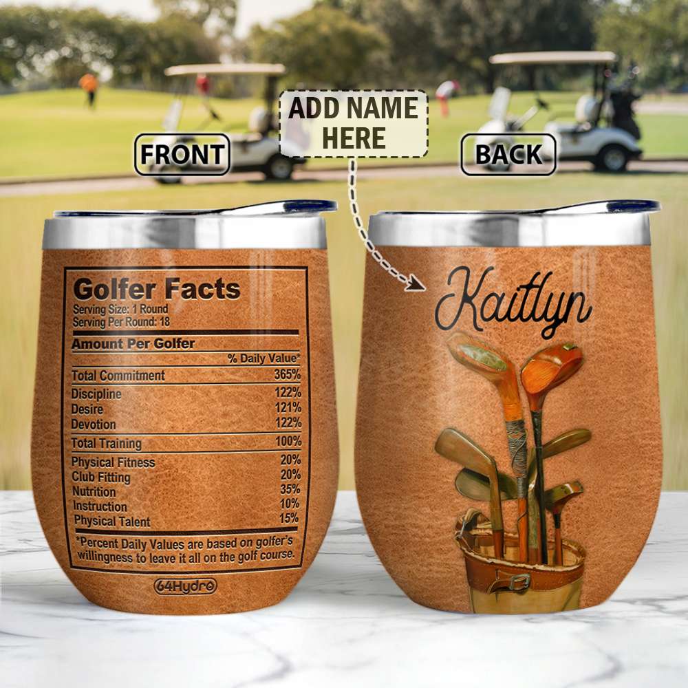 GOLF Nutrition Facts Personalized Wine Tumbler