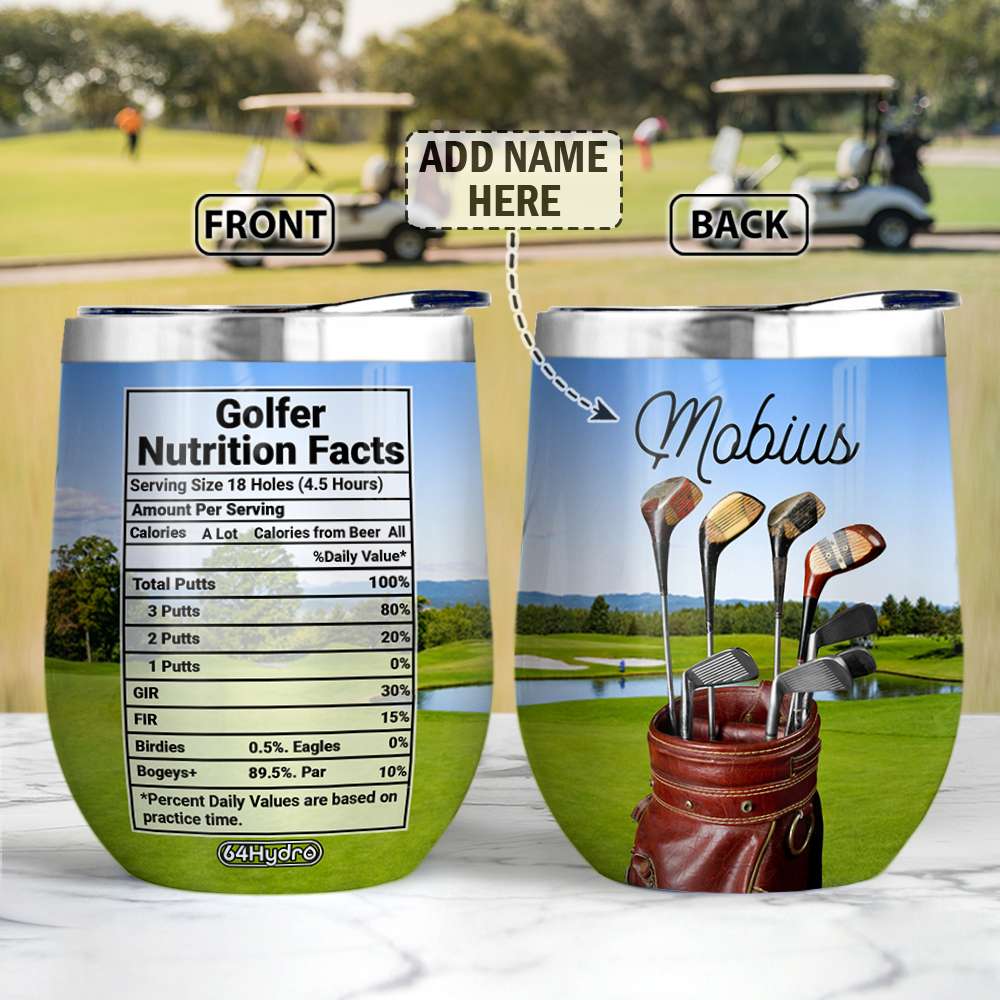 GOLF Nutrition Facts Personalized Wine Tumbler