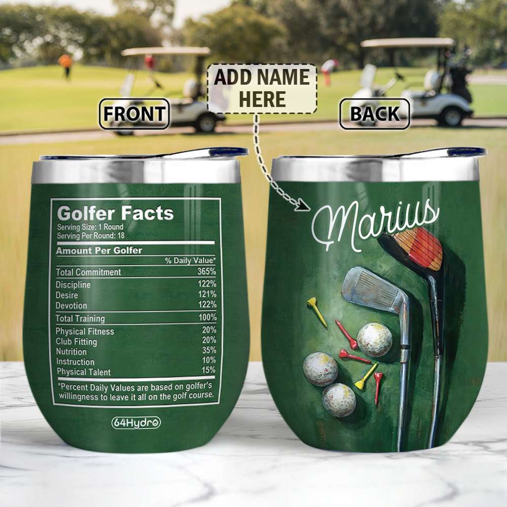GOLF Nutrition Facts Personalzied Wine Tumbler