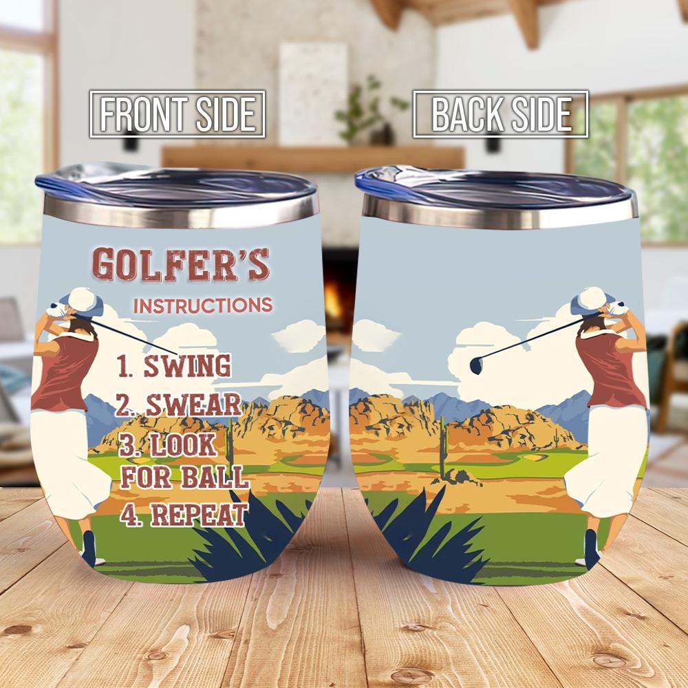 Golfer Instruction Wine Tumbler