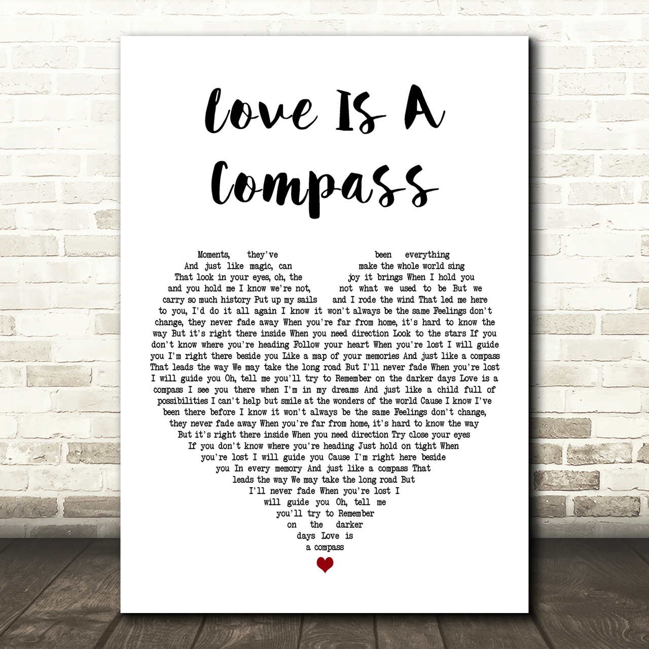 Griff Love Is A Compass White Heart Song Lyric Art Print