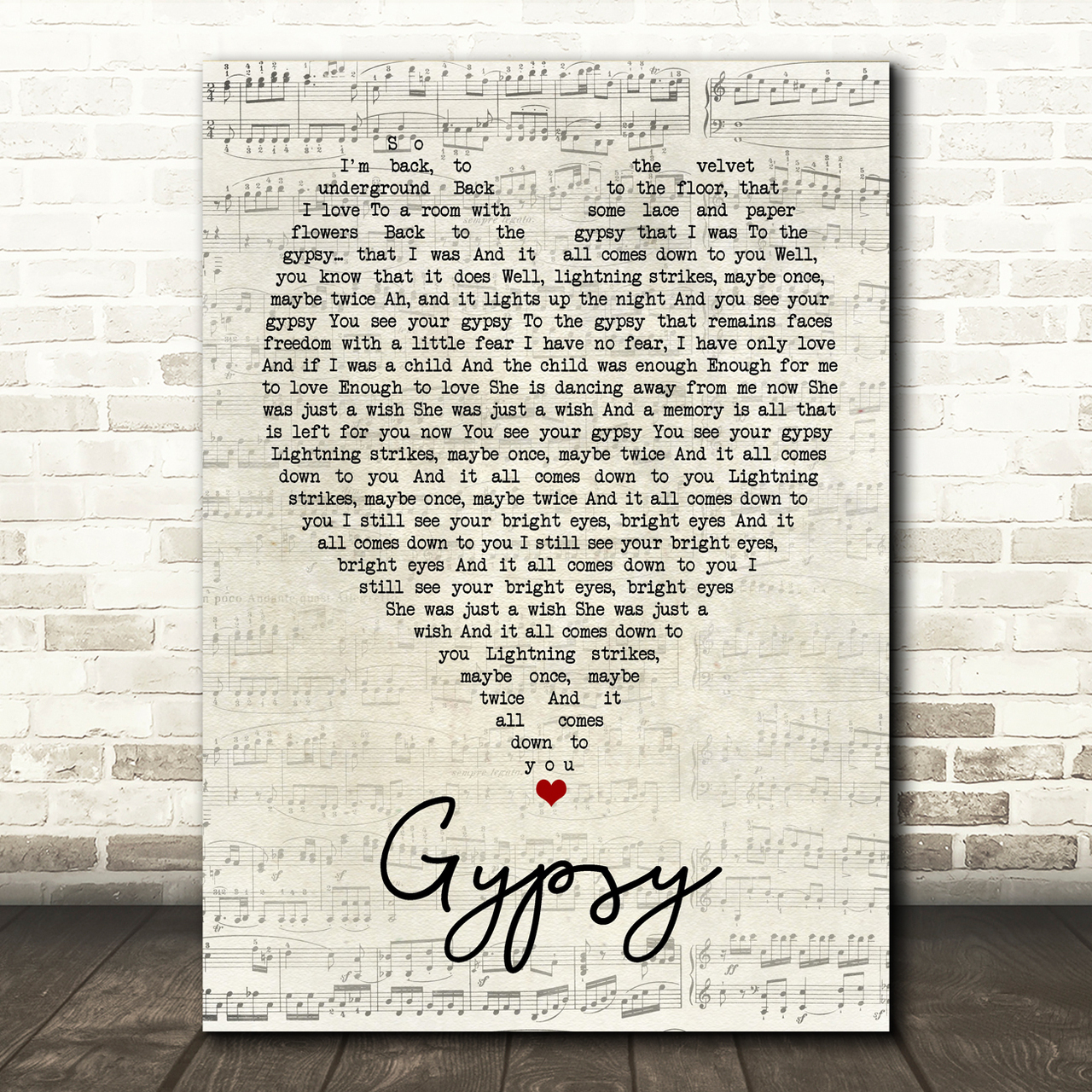 Gypsy Fleetwood Mac Script Heart Song Lyric Print