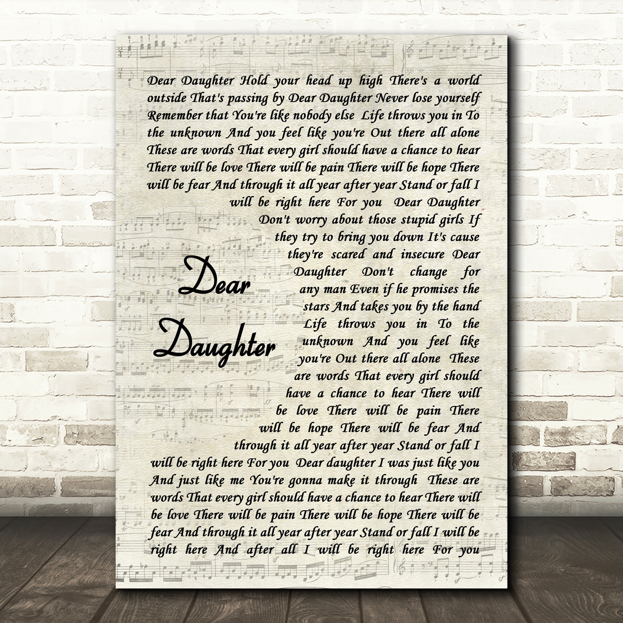 Halestorm Dear Daughter Song Lyric Vintage Script Quote Print