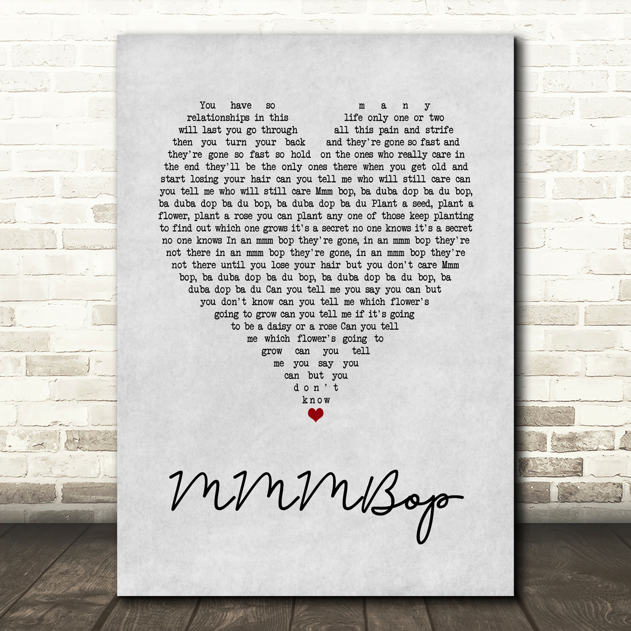 Hanson MMMBop Grey Heart Song Lyric Wall Art Print