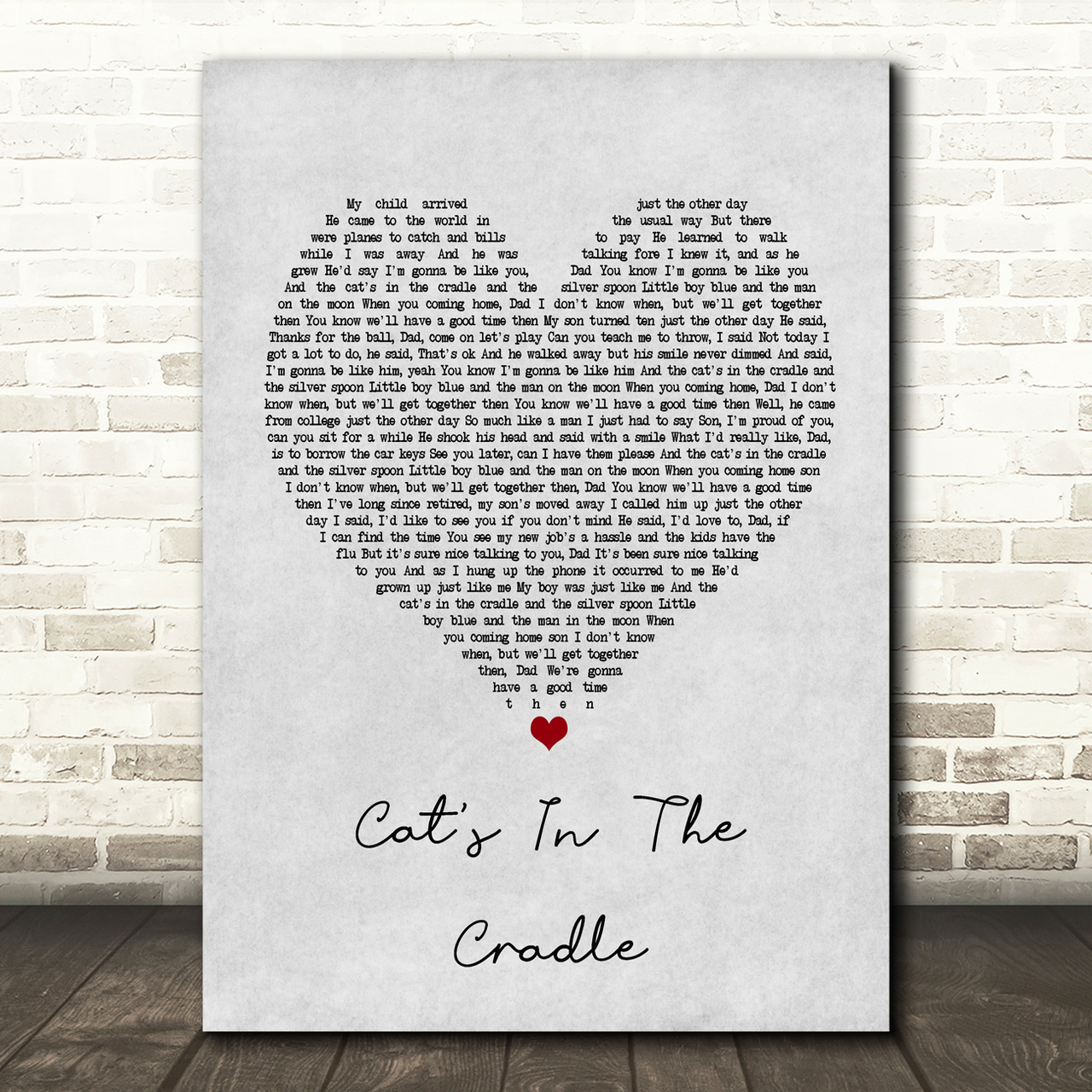 Harry Chapin Cat's In The Cradle Grey Heart Song Lyric Music Print
