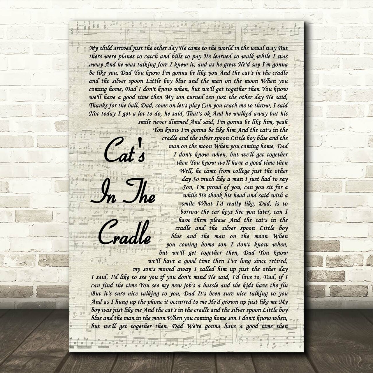Harry Chapin Cat's In The Cradle Vintage Script Song Lyric Print