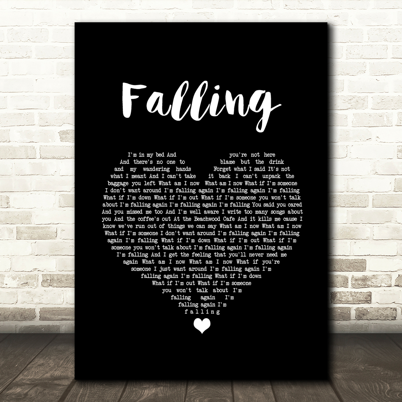Harry Styles Falling Black Heart Song Lyric Wall Art Print