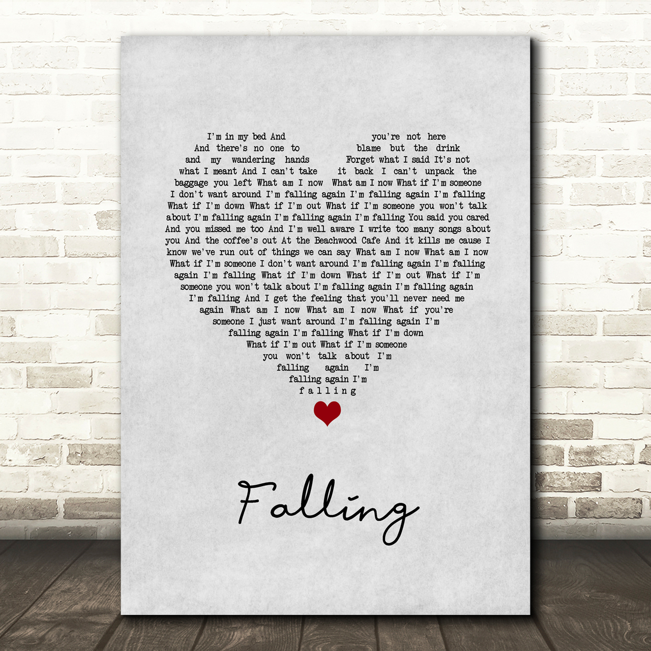 Harry Styles Falling Grey Heart Song Lyric Wall Art Print