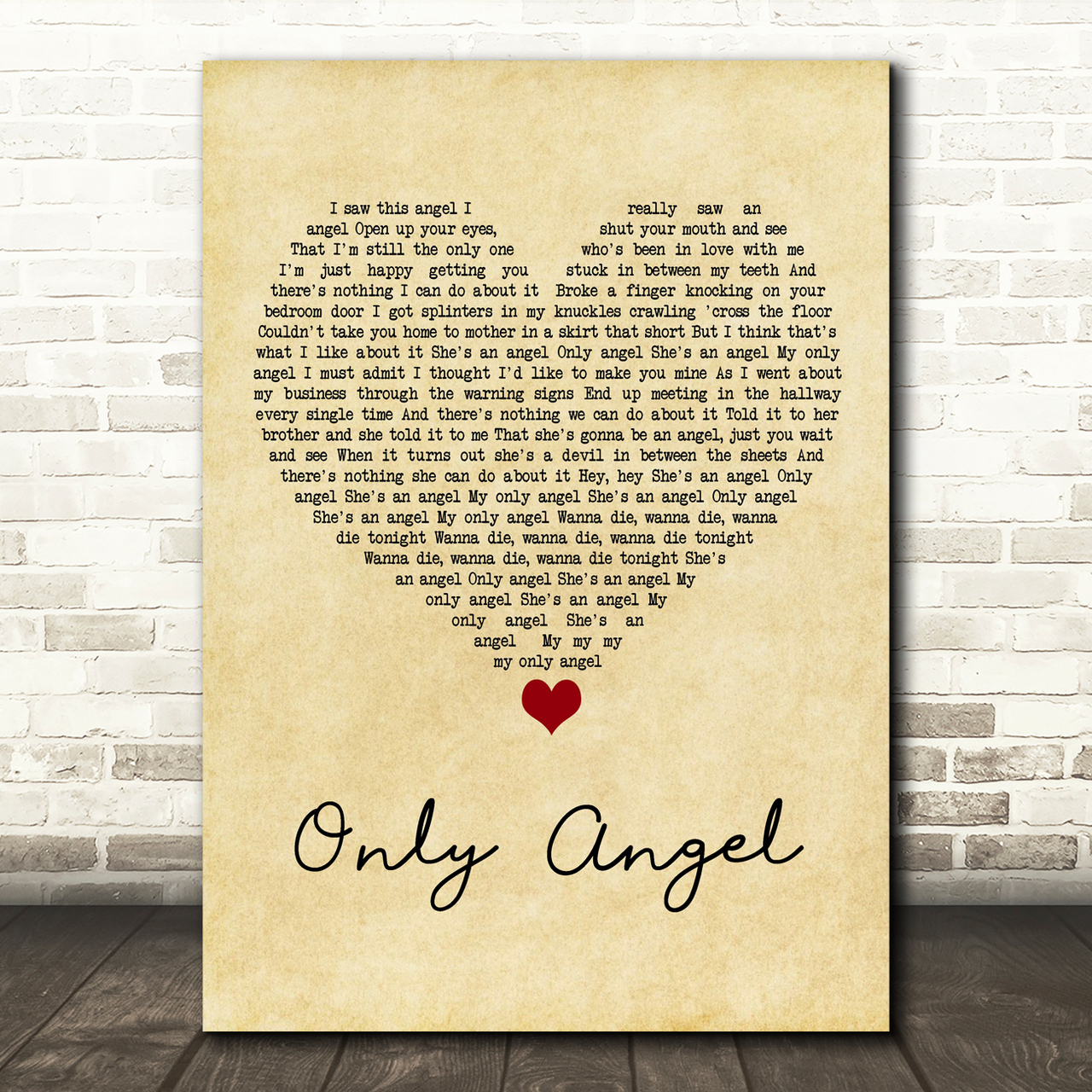 Harry Styles Only Angel Vintage Heart Song Lyric Art Print
