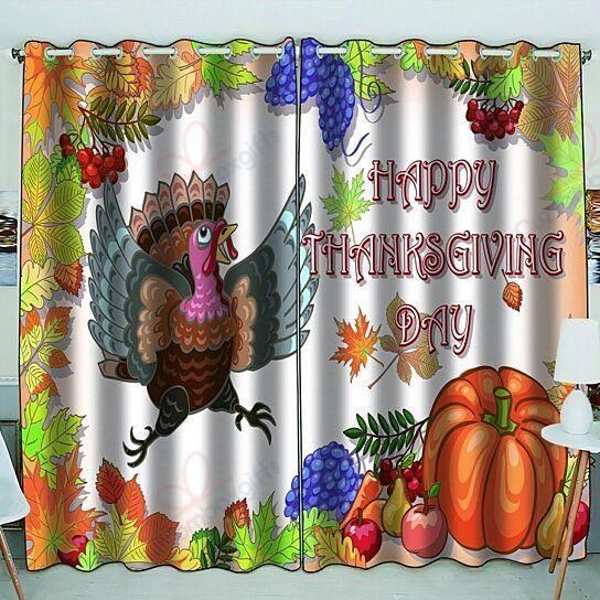 Harvest Happy Thanksgiving Printed Window Curtain Home Decor
