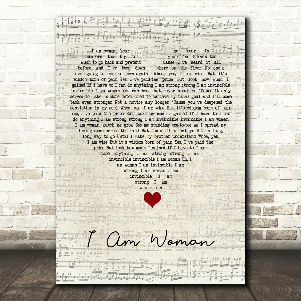Helen Reddy I Am Woman Script Heart Song Lyric Quote Music Poster Print
