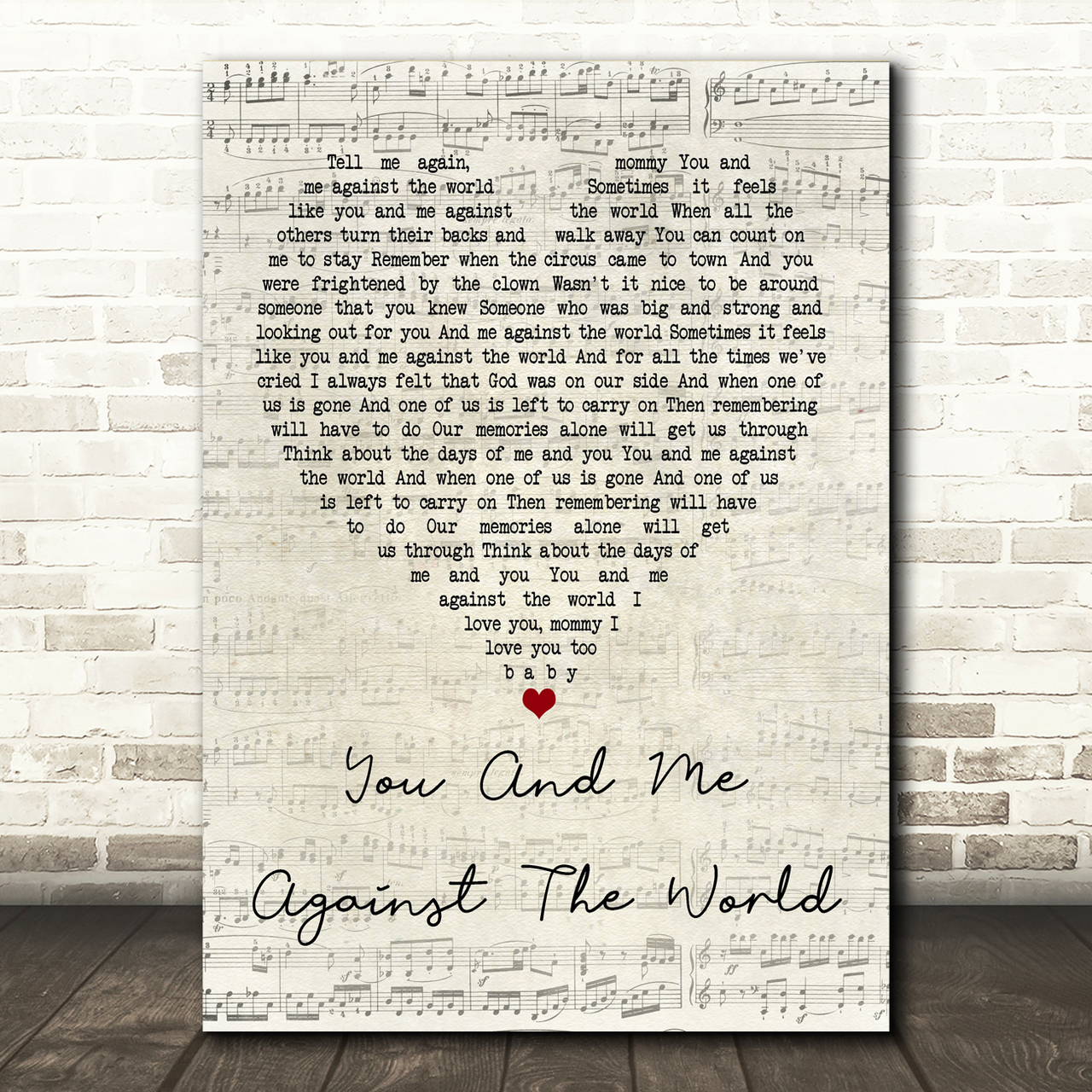 Helen Reddy You And Me Against The World Script Heart Song Lyric Print