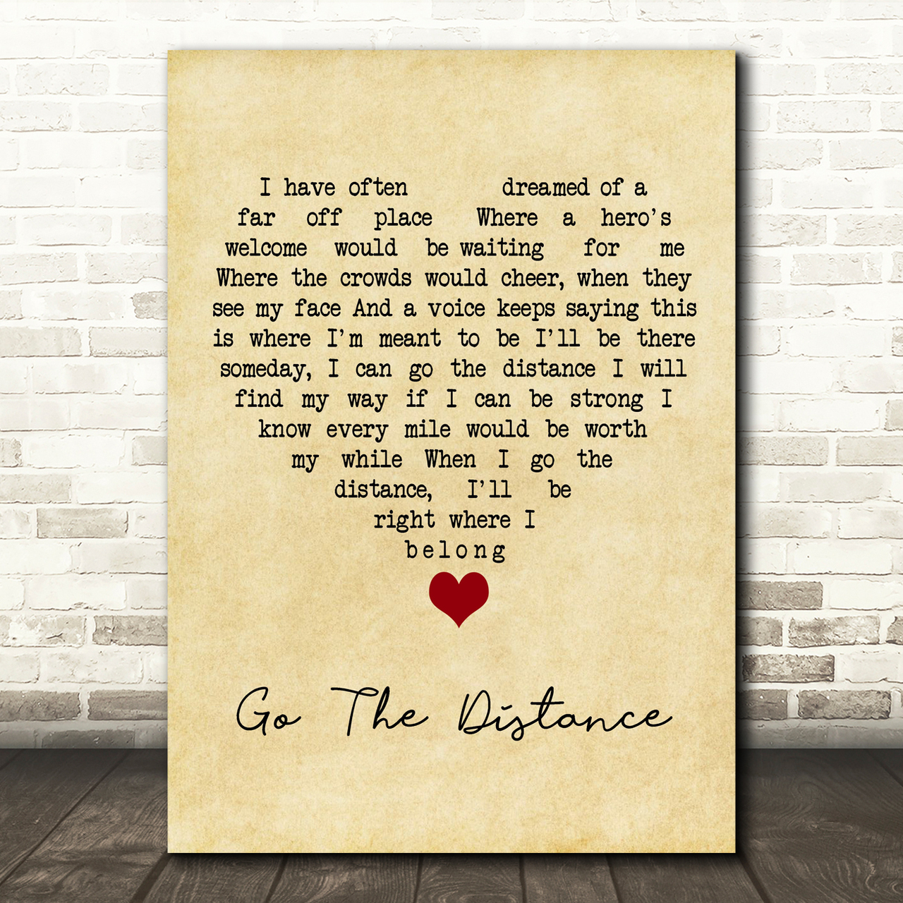 Hercules Go The Distance Vintage Heart Song Lyric Quote Music Poster Print