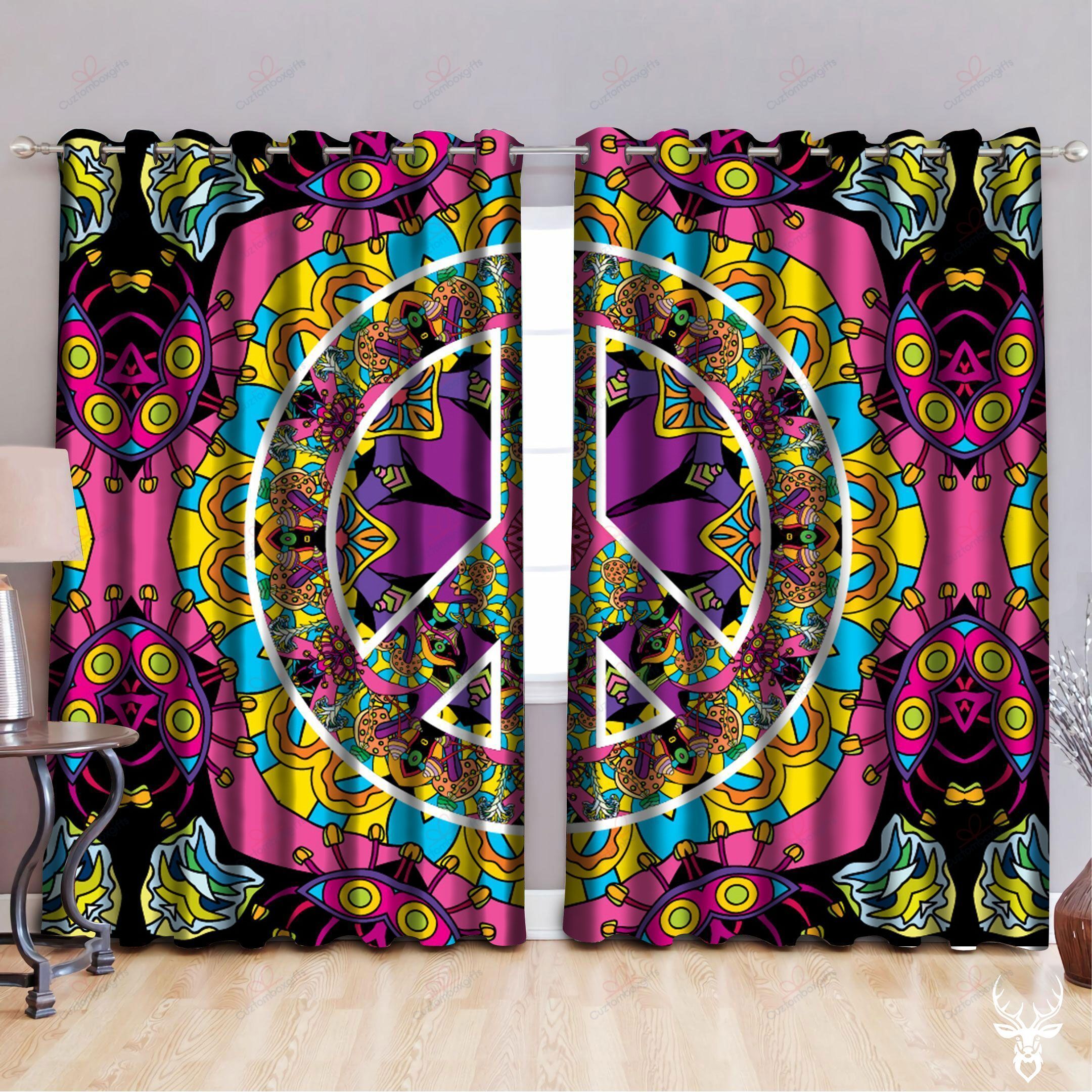 Hippie Face Printed Window Curtain Home Decor