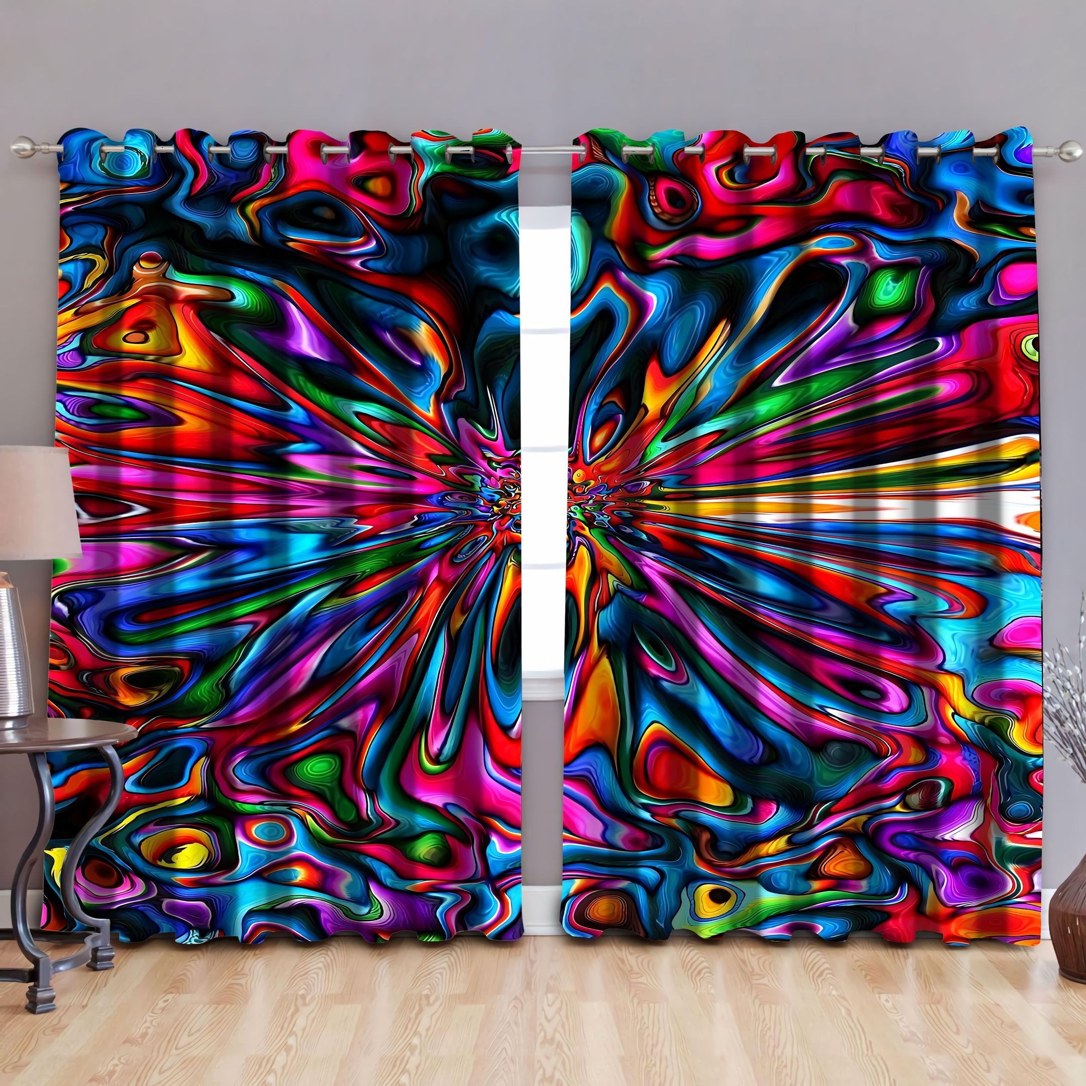 Hippie Lover Colorful Window Curtains Home Decor