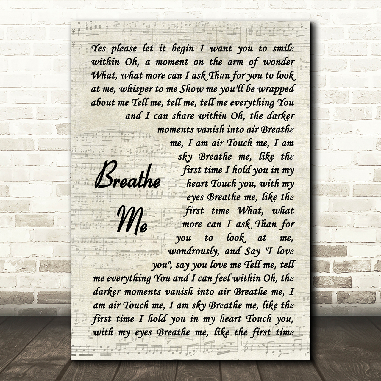 Horse Breathe Me Vintage Script Song Lyric Art Print