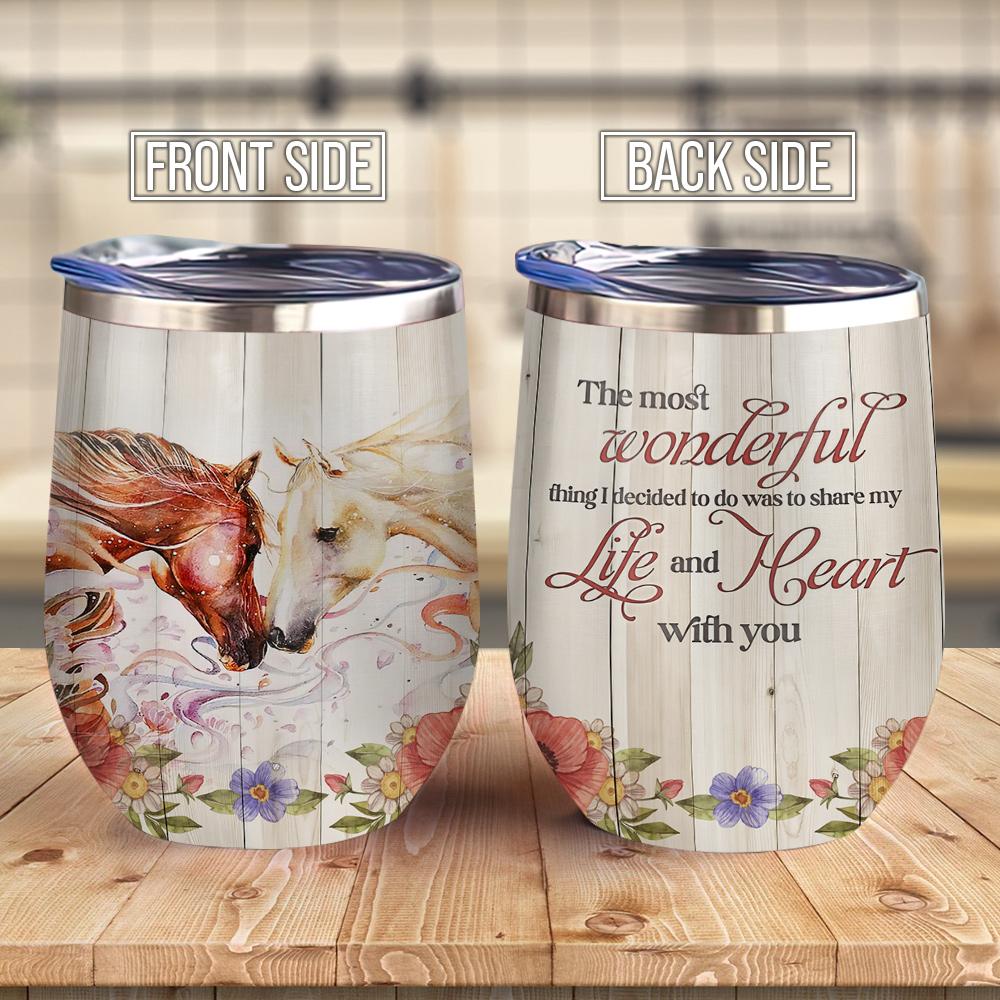 Horse Couple Share My Life And Heart With You Couple Gift Wine Tumbler