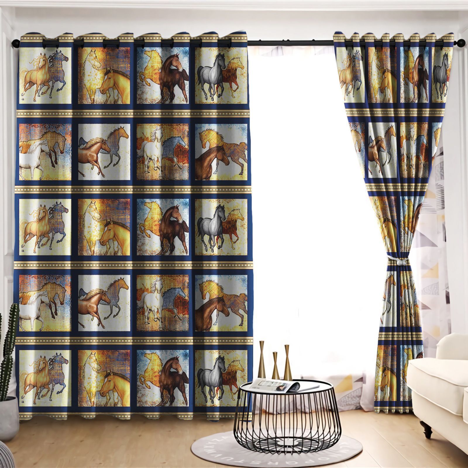 Horse Into The Wild Printed Window Curtain Home Decor