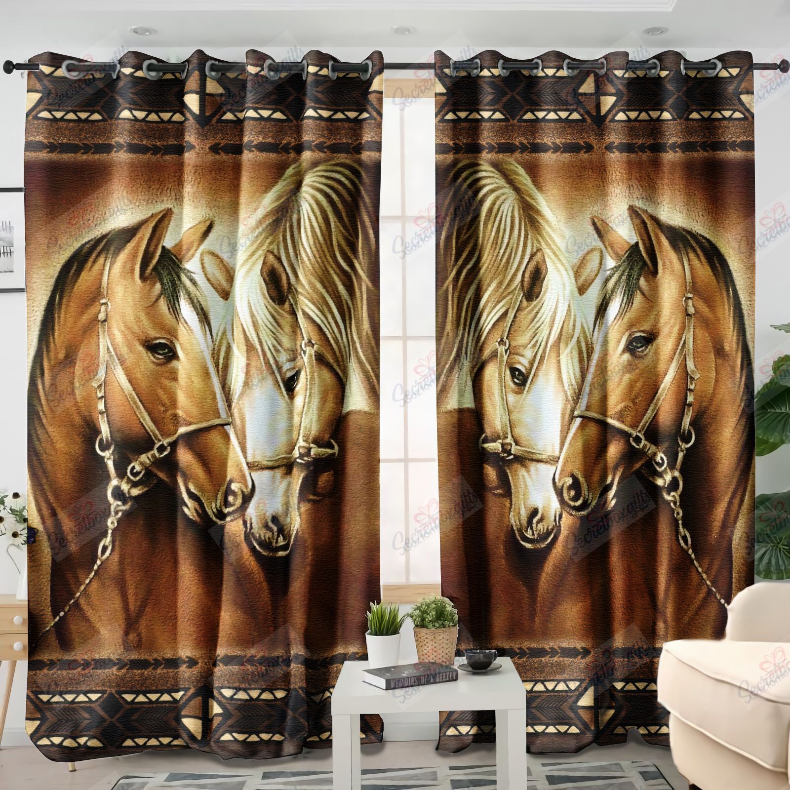 Horse Love Vintage Design Printed Window Curtain Home Decor