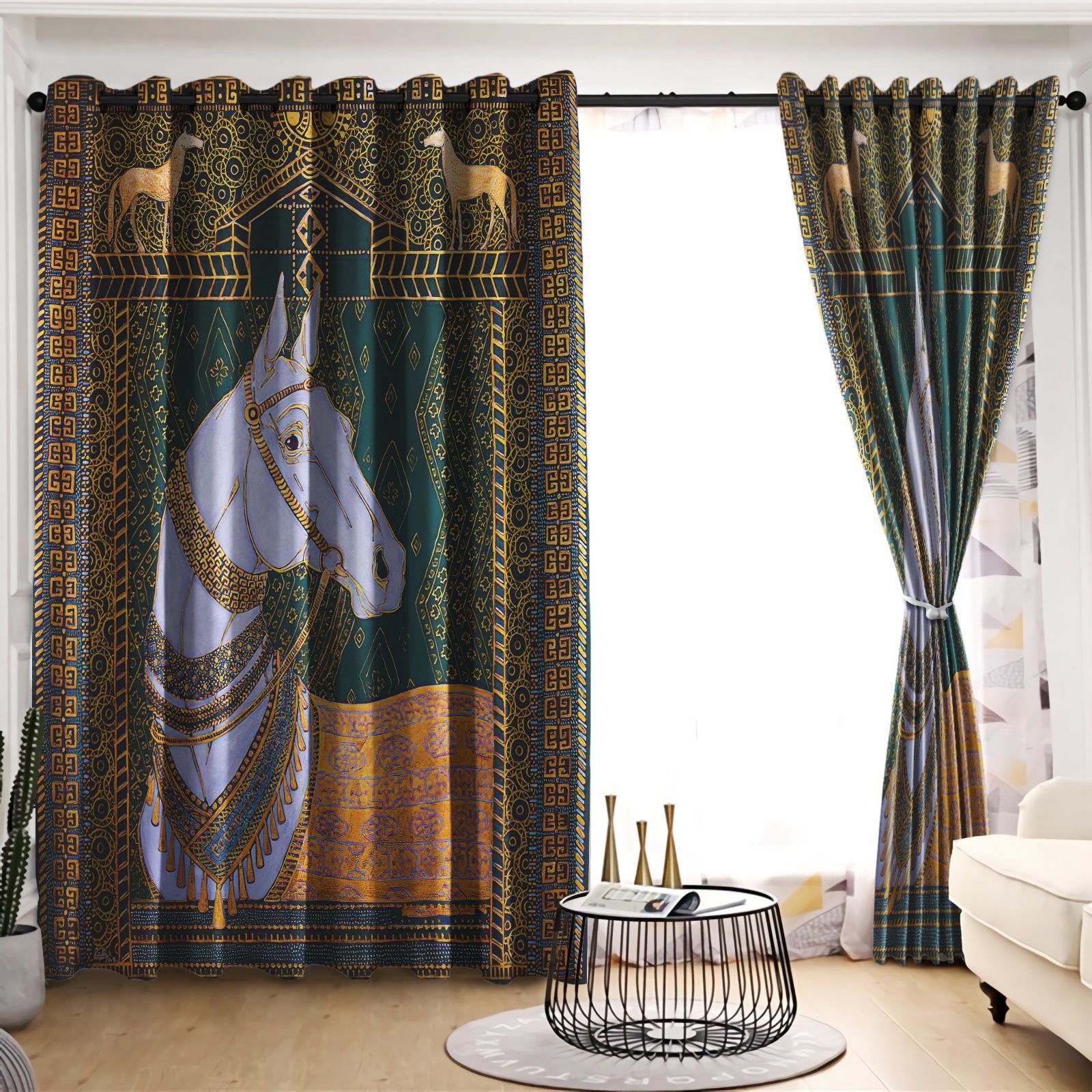 Horse Royalty Animal Printed Window Curtain Home Decor