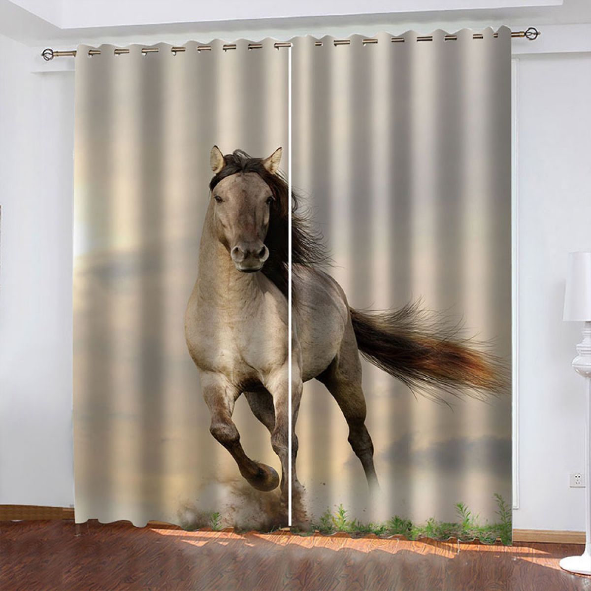Horse Running Wildlife Printed Window Curtain Home Decor