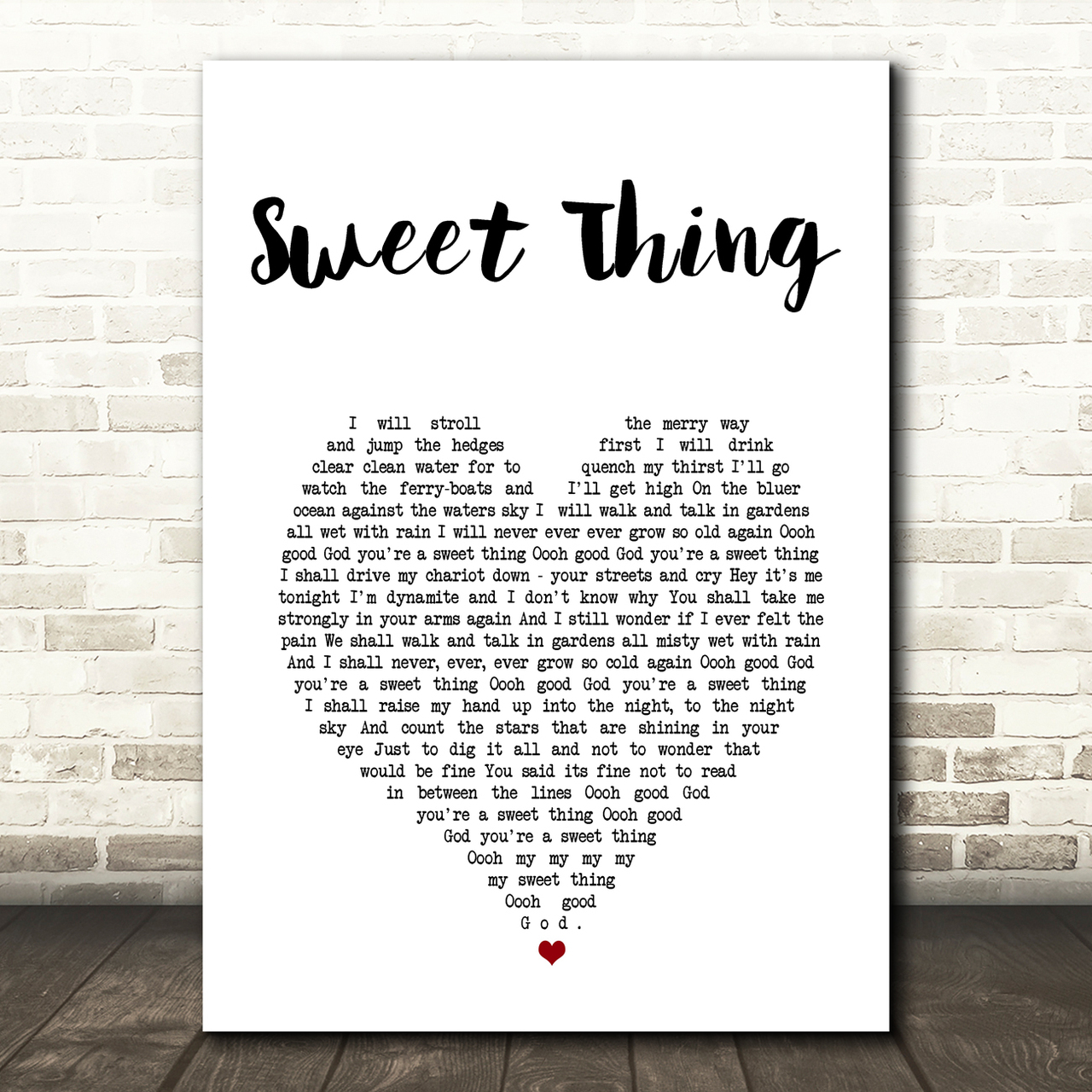 Hozier Sweet Thing White Heart Song Lyric Art Print