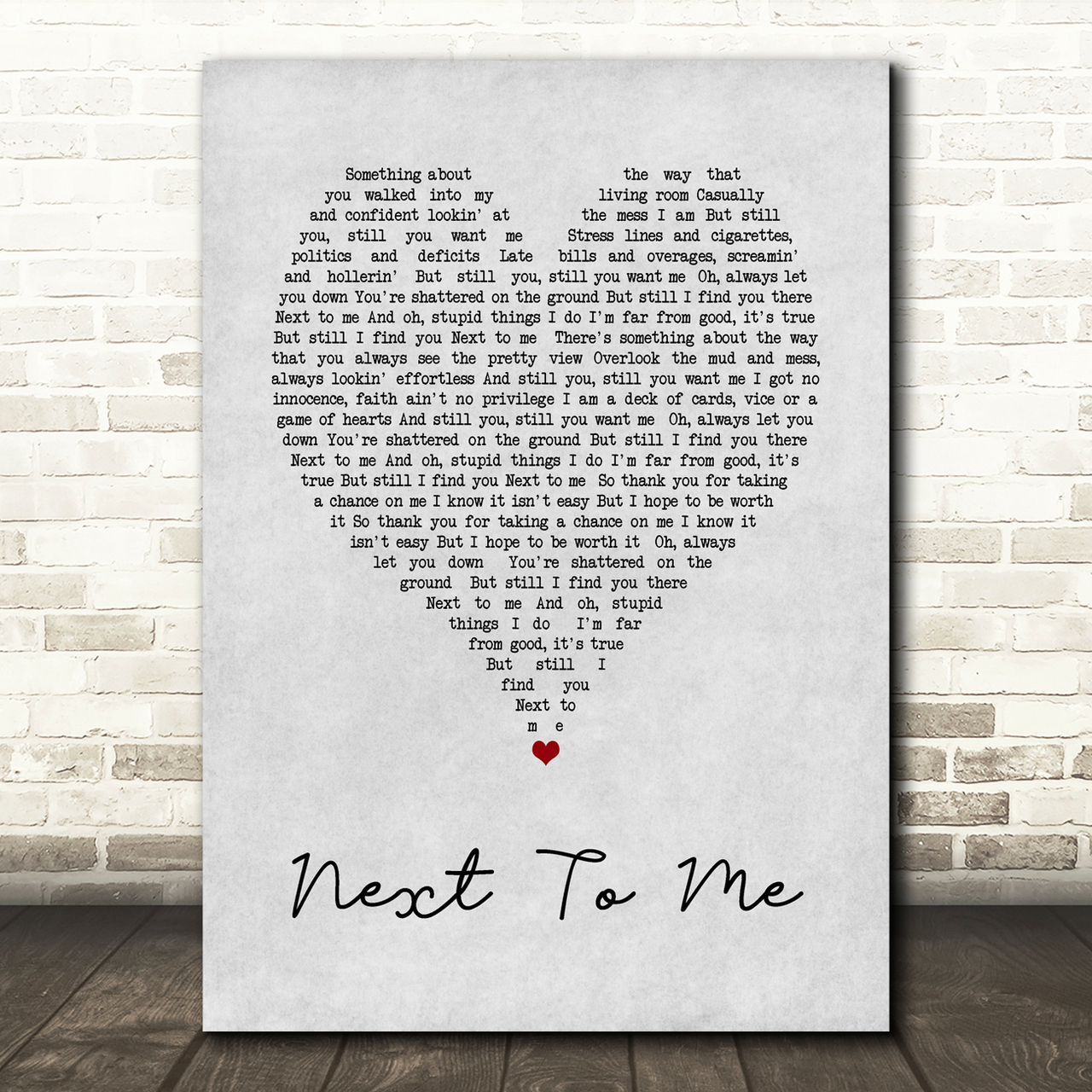 Imagine Dragons Next To me Grey Heart Song Lyric Quote Print