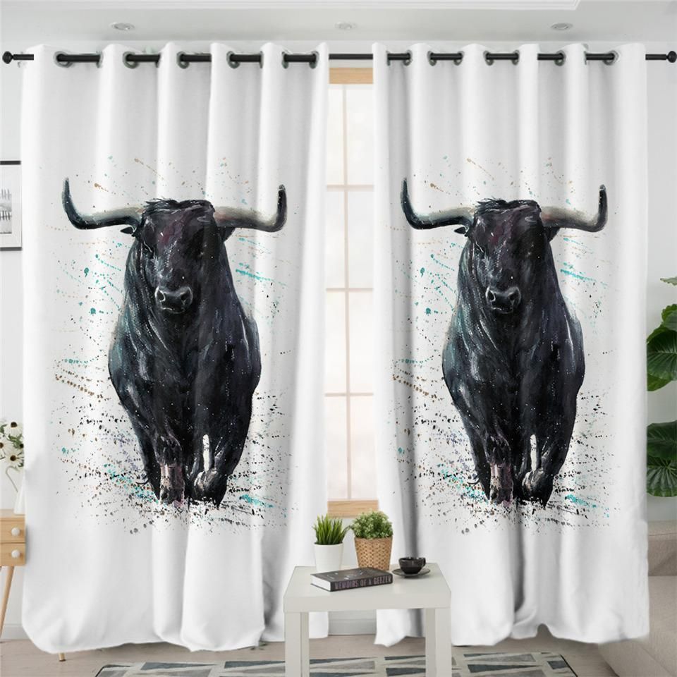 Imposing Bull  Window Curtain Home Decor