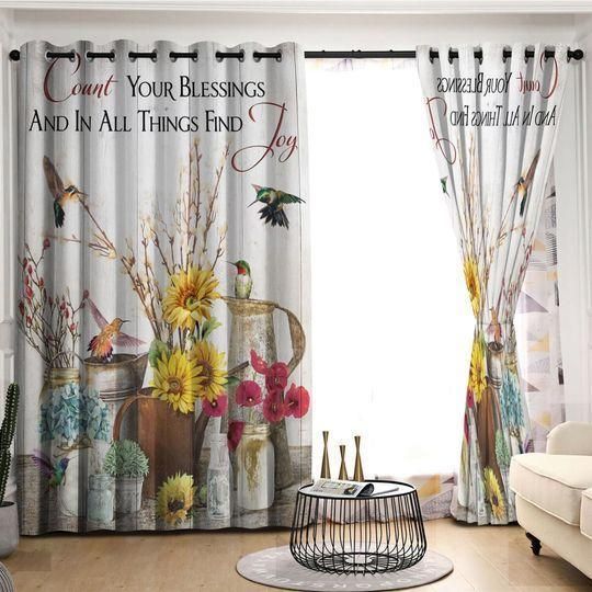 In All Things Find Joy Hummingbird Printed Window Curtain