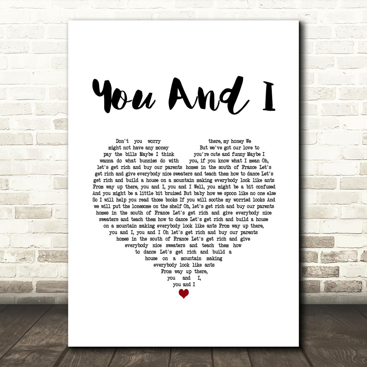 Ingrid Michaelson You And I White Heart Song Lyric Music Art Print