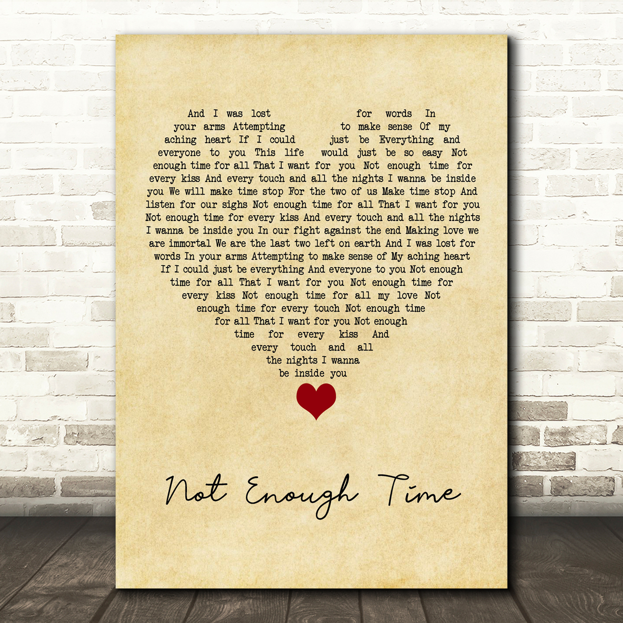 INXS Not Enough Time Vintage Heart Song Lyric Quote Music Poster Print