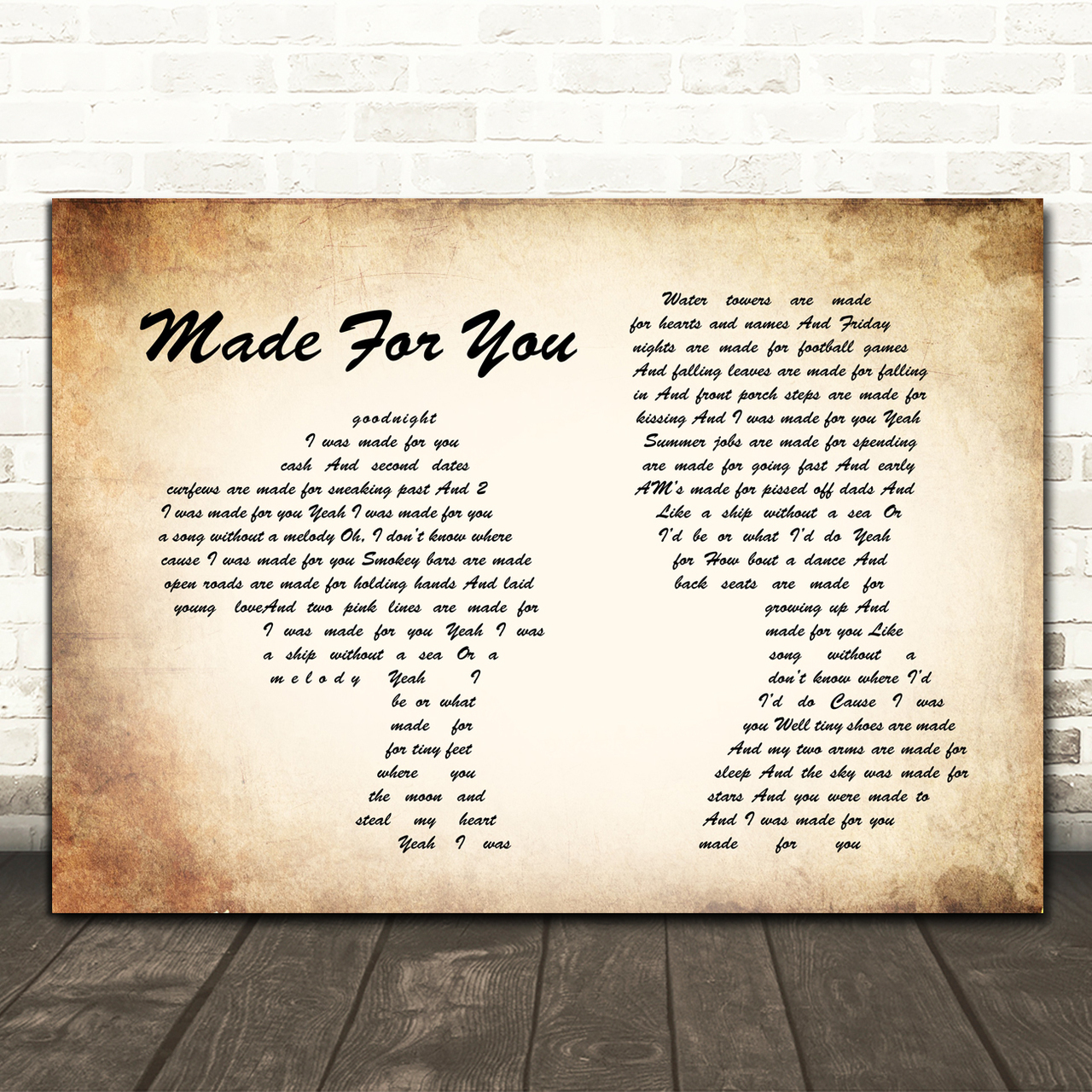 Jake Owen Made For You Man Lady Couple Song Lyric Print