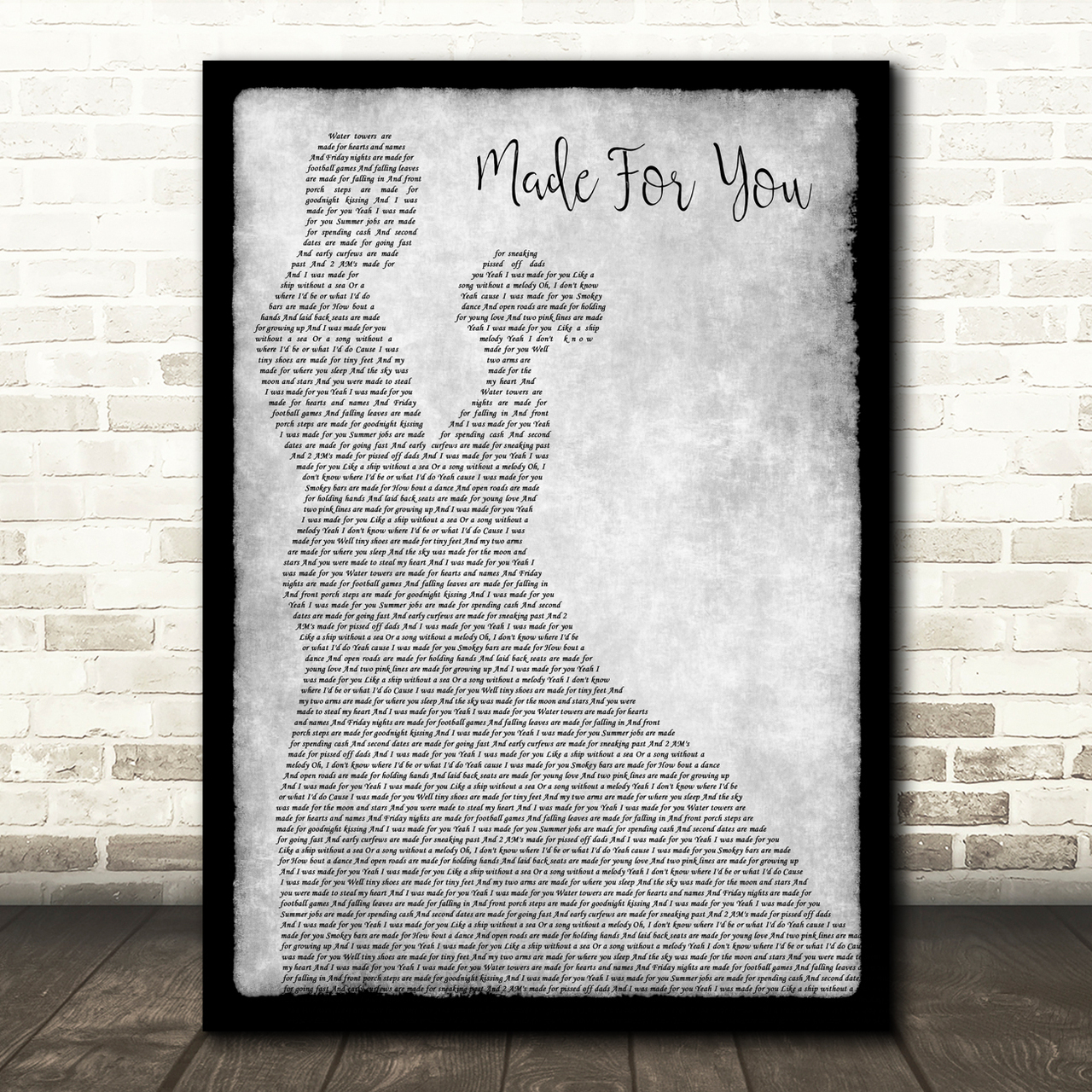 Jake Owen Made For You Man Lady Dancing Grey Song Lyric Quote Print