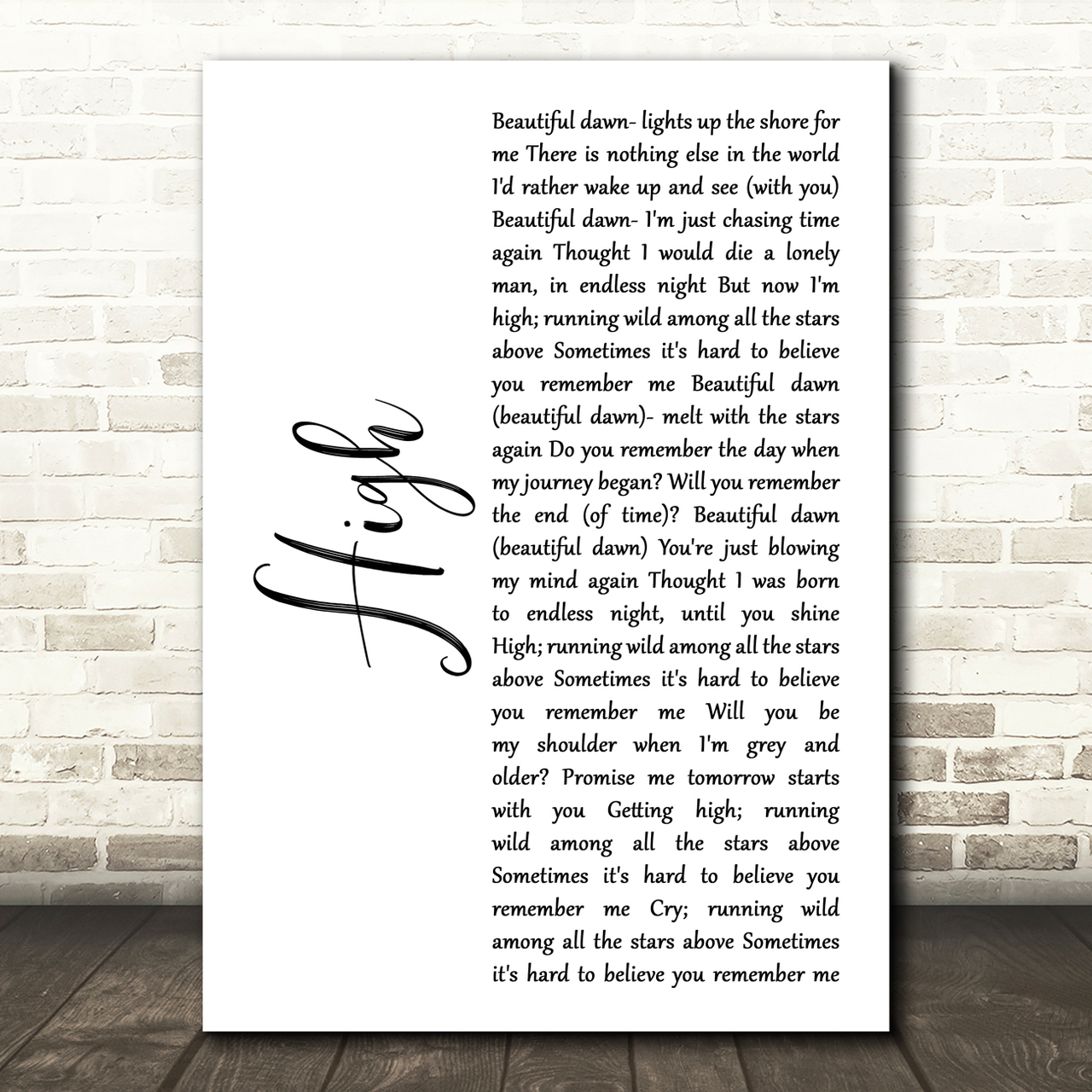 James Blunt High White Script Song Lyric Art Print