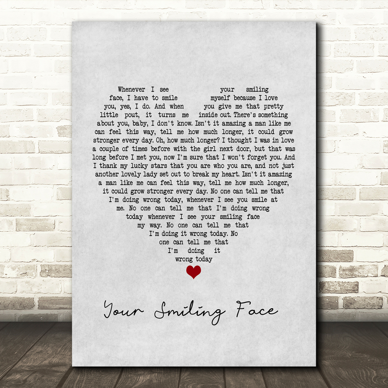 James Taylor Your Smiling Face Grey Heart Song Lyric Music Print