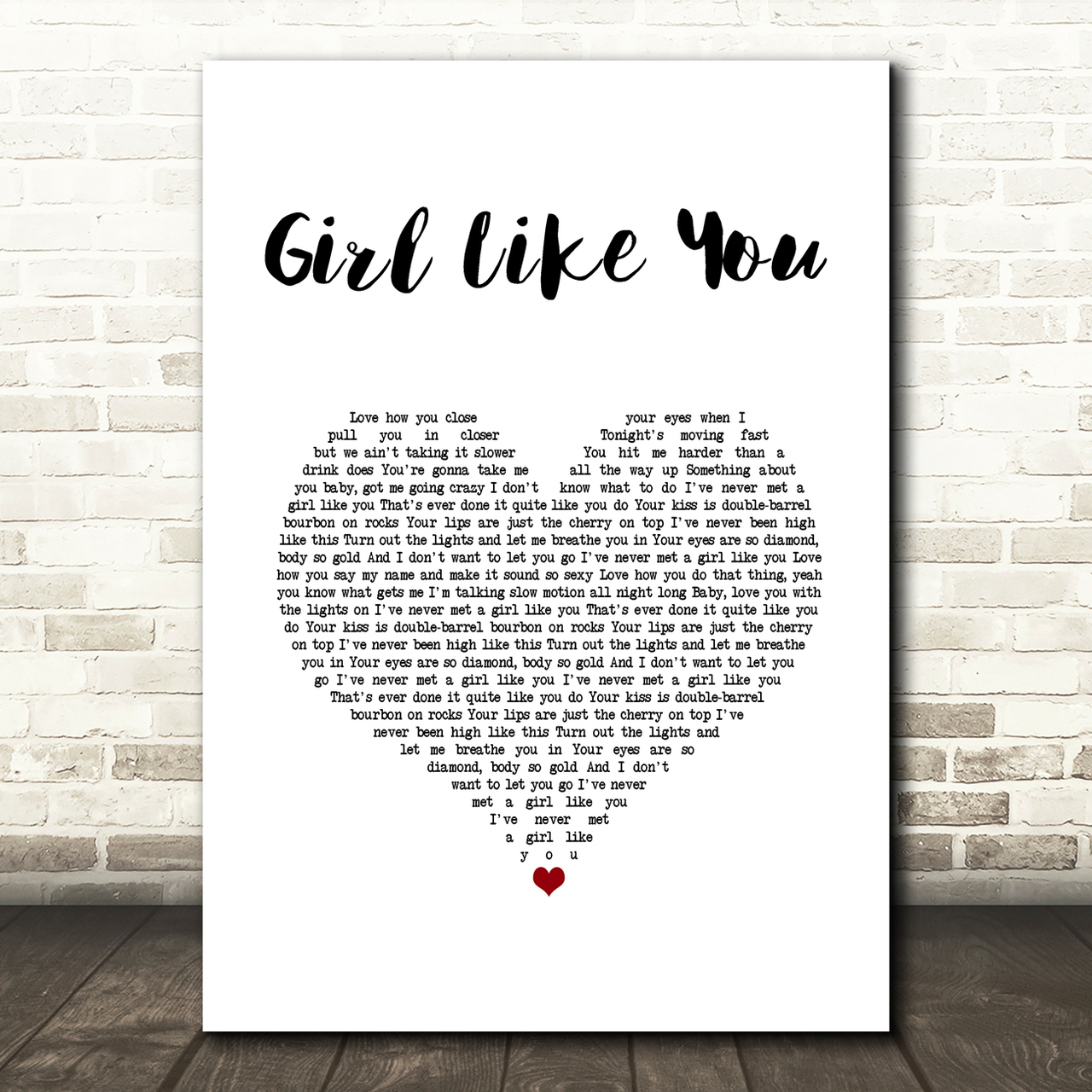 Jason Aldean Girl Like You White Heart Song Lyric Music Art Print