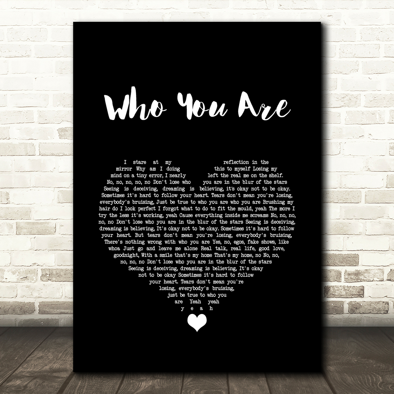 Jessie J Who You Are Black Heart Song Lyric Quote Music Poster Print