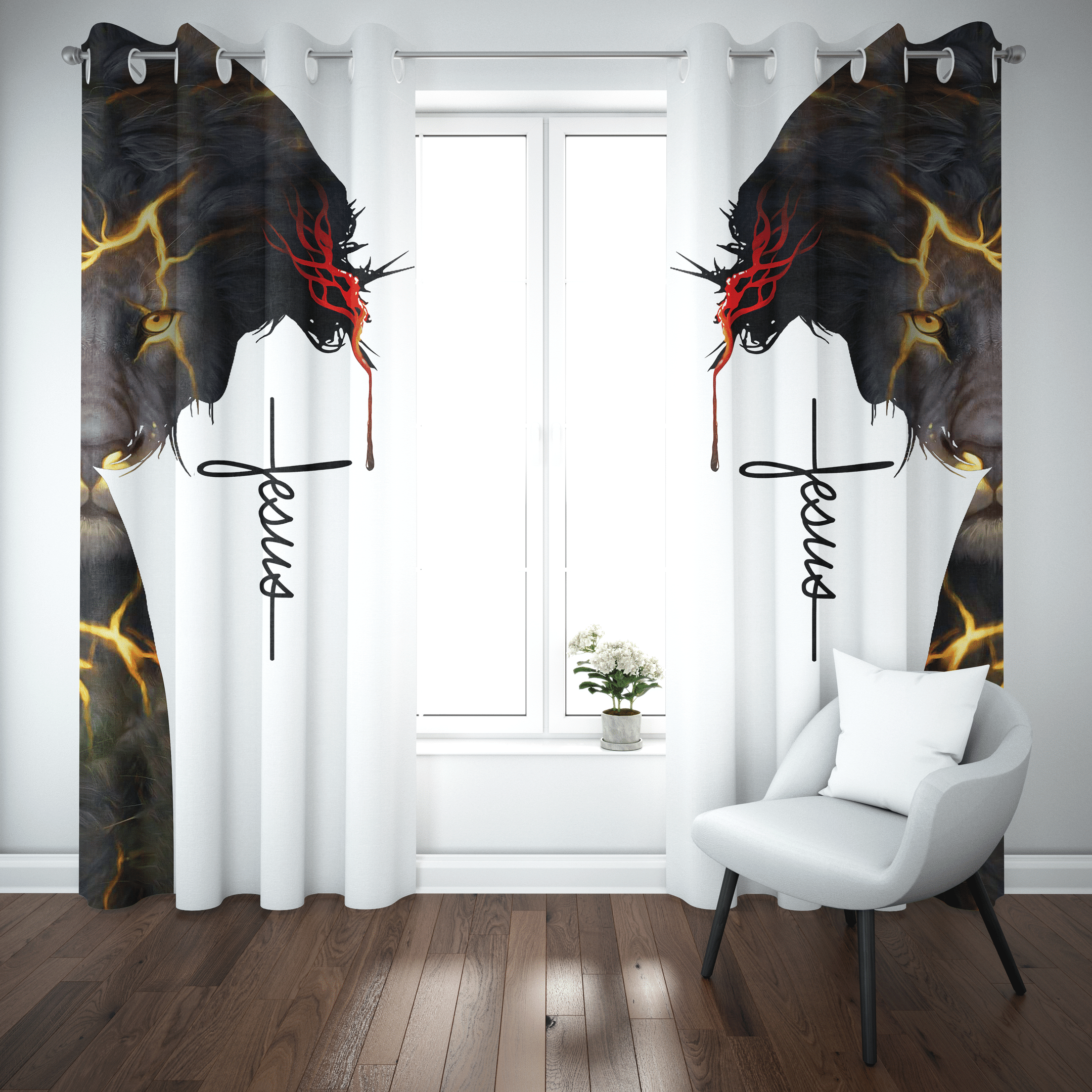 Jesus 3d All Over Printed Window Curtains Home Decor