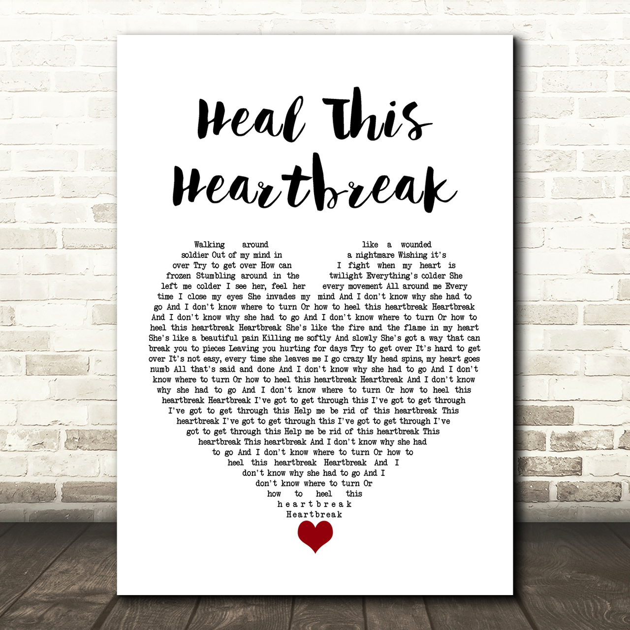 JLS Heal This Heartbreak White Heart Song Lyric Art Print