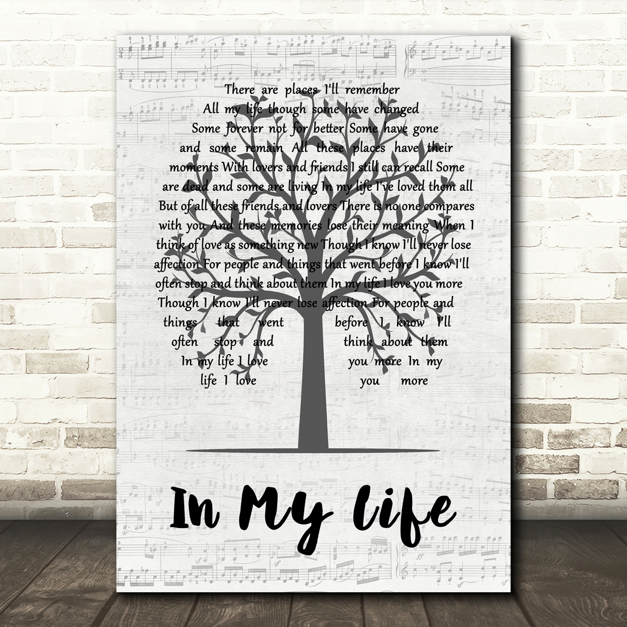 John Lennon In My Life Music Script Tree Song Lyric Quote Music Poster Print