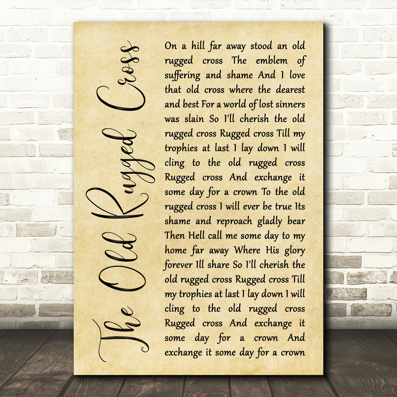 Johnny Cash The Old Rugged Cross Rustic Script Song Lyric Print