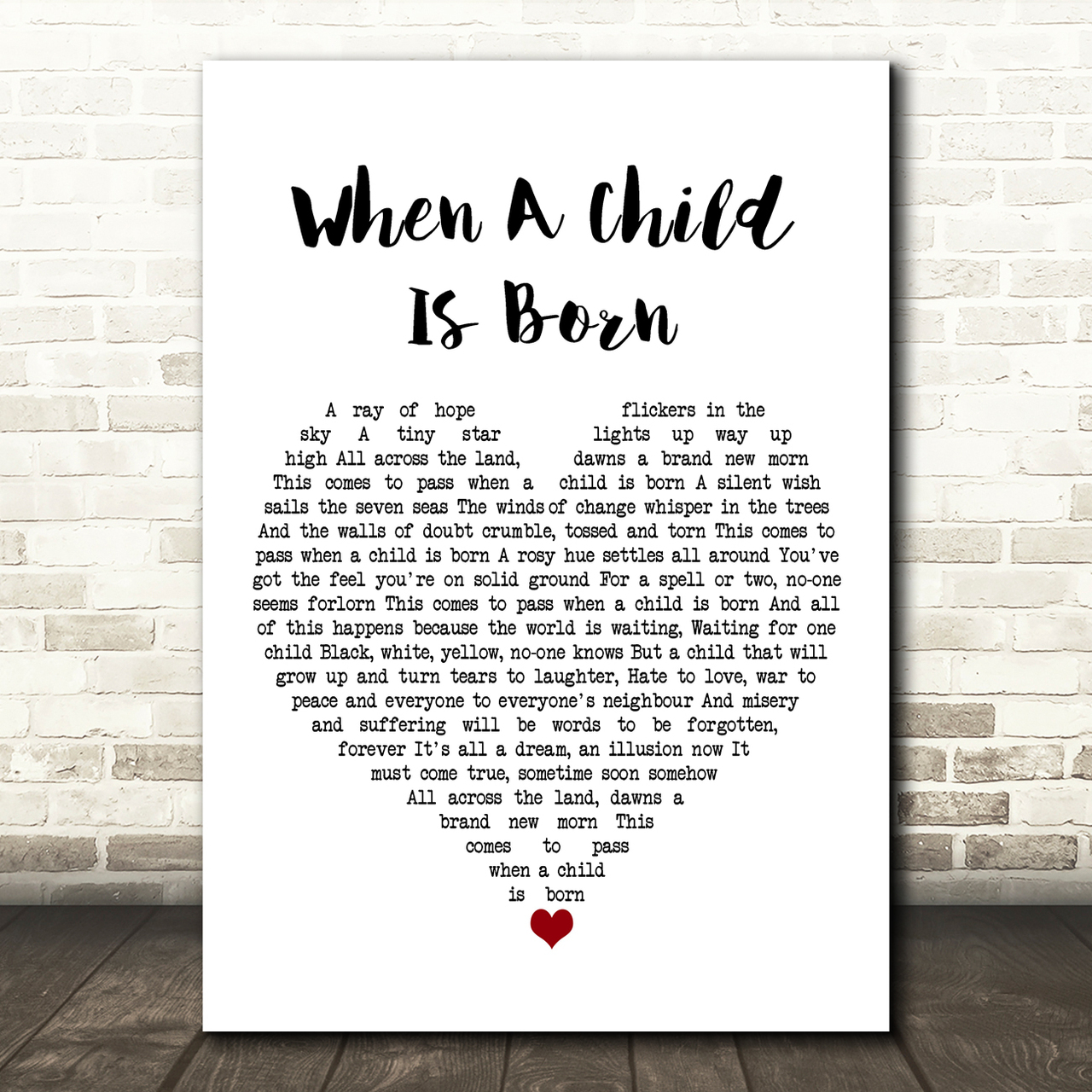 Johnny Mathis When A Child Is Born White Heart Song Lyric Art Print