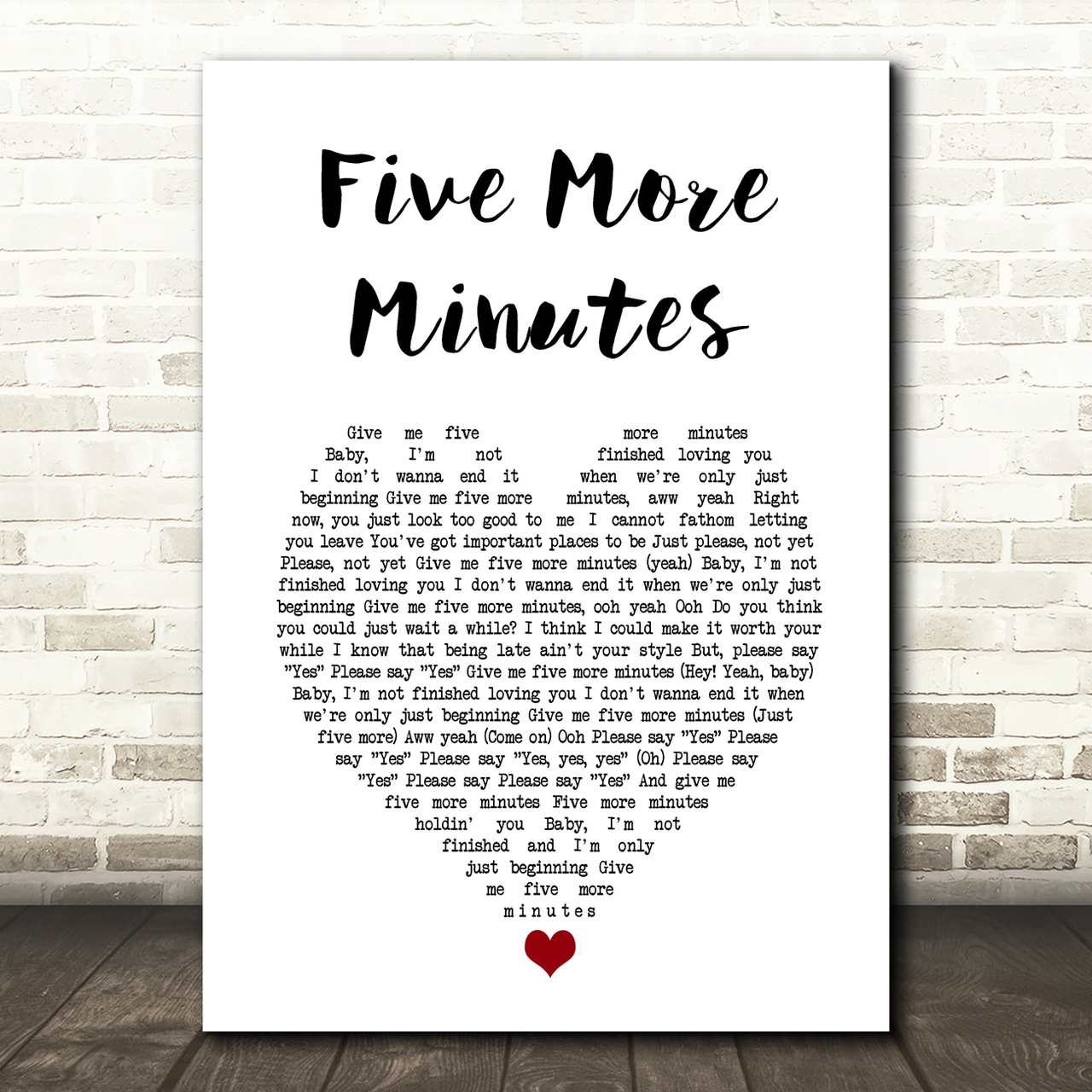 Jonas Brothers Five More Minutes White Heart Song Lyric Art Print