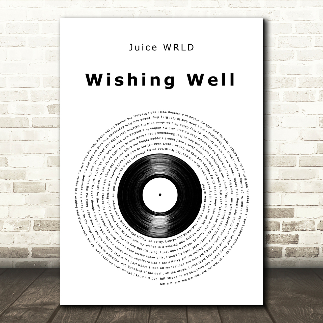 Juice Wrld Wishing Well Vinyl Record Song Lyric Art Print