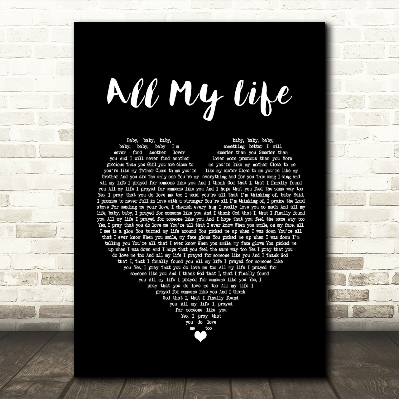 K-Ci & JoJo All My Life Black Heart Song Lyric Quote Print