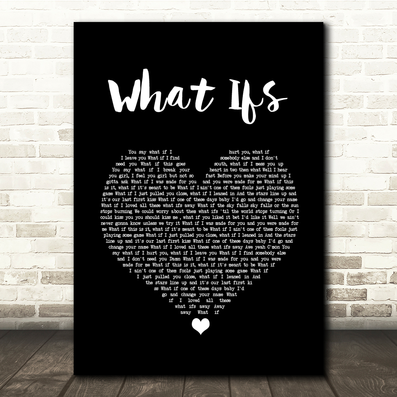 Kane Brown What Ifs Black Heart Song Lyric Quote Music Poster Print