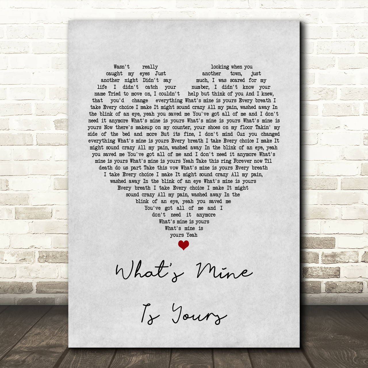 Kane Brown What's Mine Is Yours Grey Heart Song Lyric Music Print