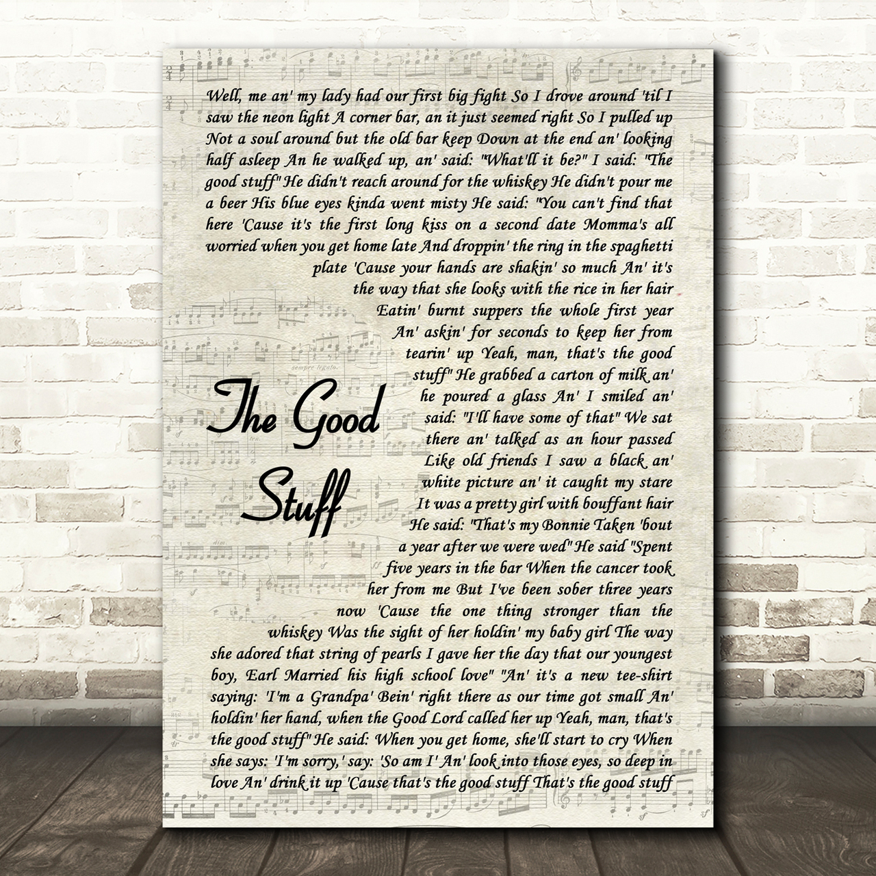 Kenny Chesney The Good Stuff Vintage Script Song Lyric Quote Music Poster Print