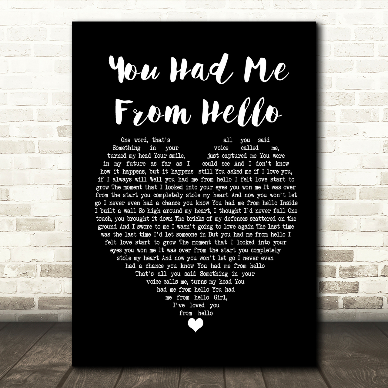 Kenny Chesney You Had Me From Hello Black Heart Song Lyric Music Print